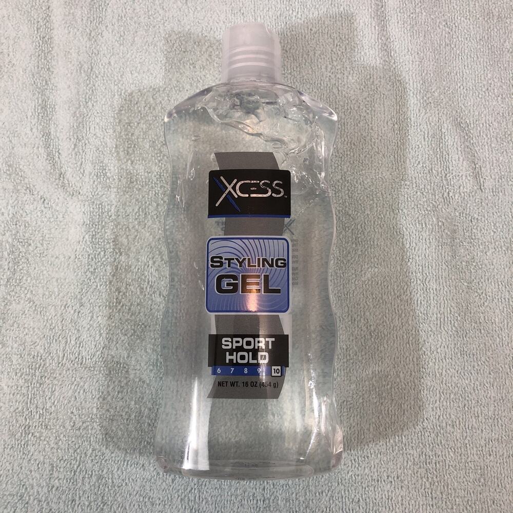 NOS ~ Xcess Styling Gel Sport Hold 10 Net Wt. 16 oz Bottle NEW NOS FREE SHIP